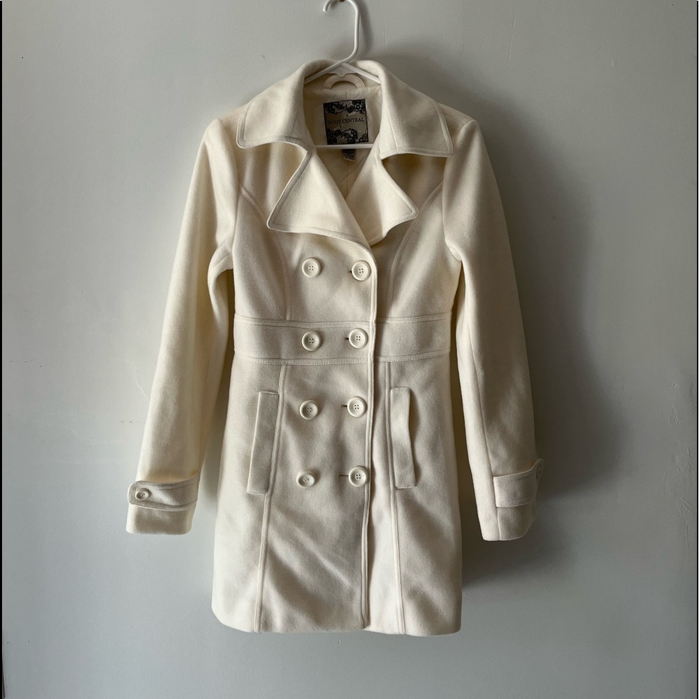 Body Central Trench coat blazer jacket size S cream color